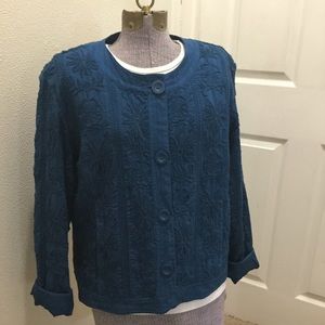 Chico’s Blue Floral Pattern Jacket